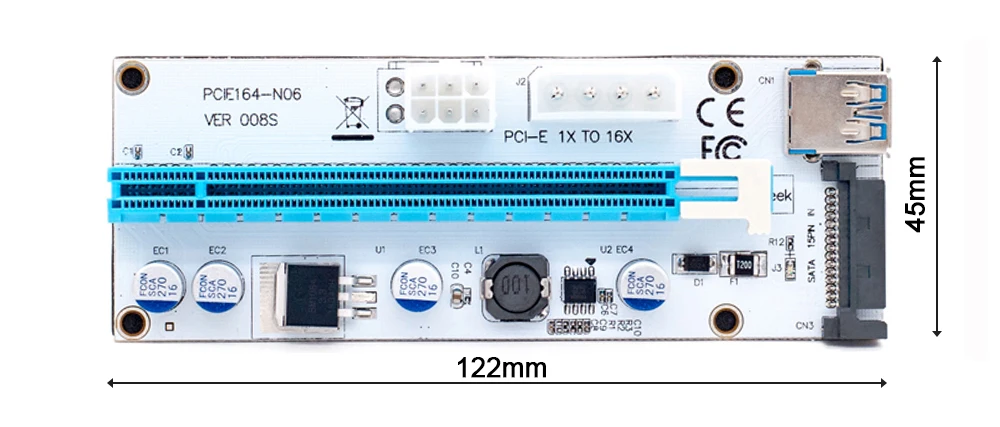 Новые белые pci-e riser 008 express 1X 4x 8x 16x Extender PCI E USB стояка 008 s адаптера SATA 15pin для БТД горно шахтер