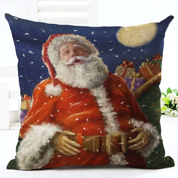 1 шт. Рождественская льняная наволочка с рисунком Санта Клауса, наволочка для подушки, декоративная наволочка для домашнего дивана, Новогоднее украшение 45x45 см - Цвет: 4