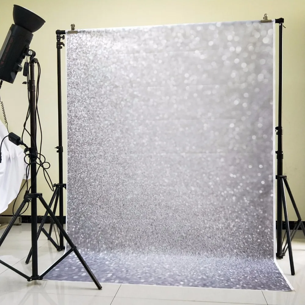 Muzi 5X7ft Shining Bokeh Photography Backdrops Silver Glitter Background for Photo Studio Party Stage Photoshooting Z-39