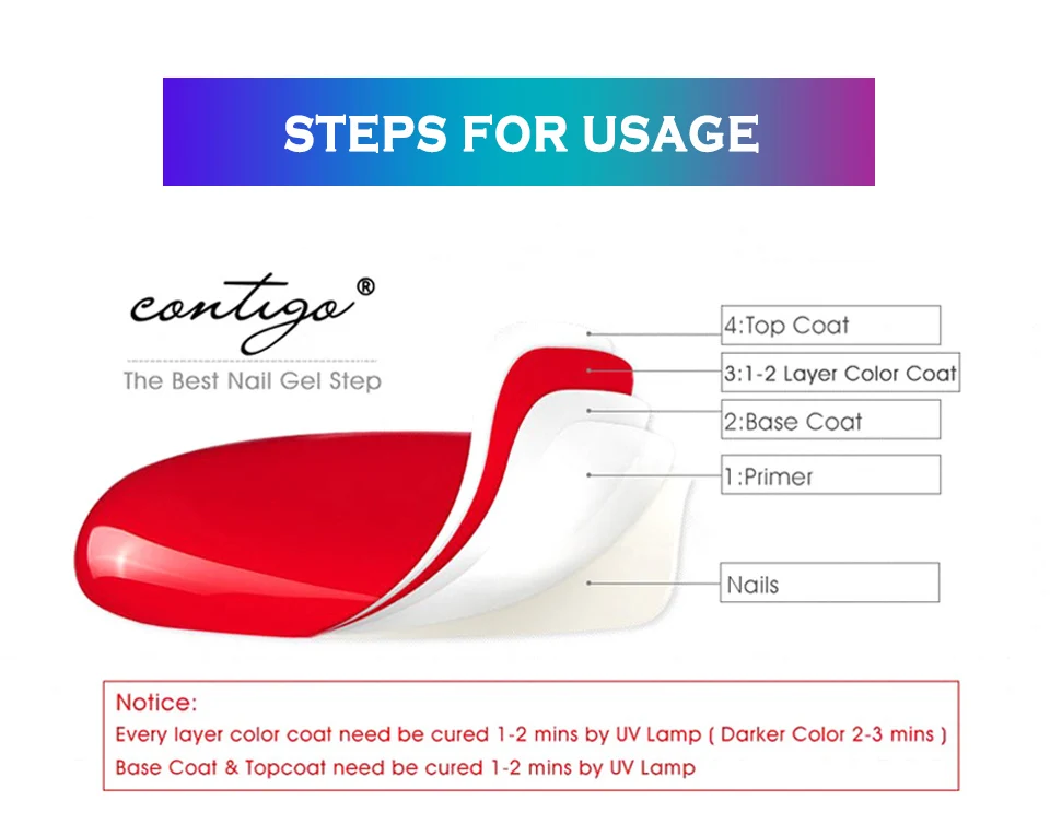 Contigo Гель-лак для ногтей 15 мл красный цветной Перманентный УФ гель лак для ногтей светодиодный грунтовка высокой емкости для ногтей матовый гель для ногтей