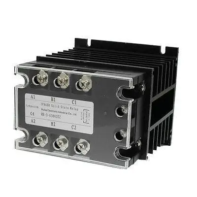 

AC-AC 25A 90-280VAC/ 380VAC 3 Phase SSR Solid State Relay w Heat Sink