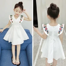 Anlencool/Модная Детская летняя одежда с вышивкой для девочек Новое высококачественное платье для девочек От 2 до 12 лет Детское платье принцессы