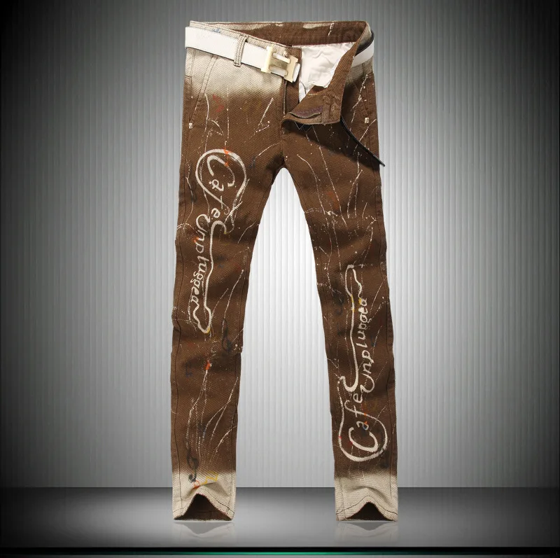 2016 Painted Cowboy Music Rock Men s Stage Slim Small Flower Pants Autumn Winter Explosion Models