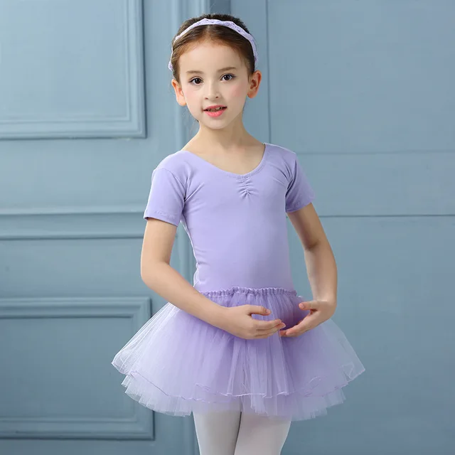 Girls Ballet Dancing Suit Children Dance Clothing Short Sleeved Kids New Lace Ballet Jumpsuit
