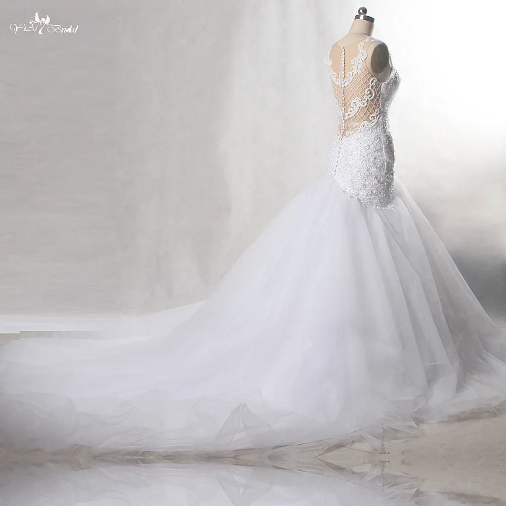 RSW439 Sexy Backless Lace Mermaid Wedding Dress