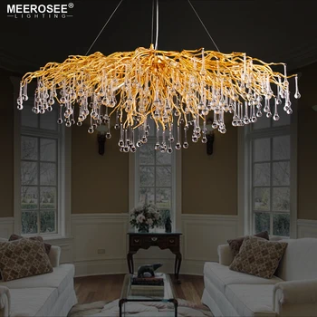 

Modern Pendant Light Gold Color G9 Crystal Rectangl Luminaire Suspension Hanging Lamp for Parlor Hotel Project Indoor Lighting