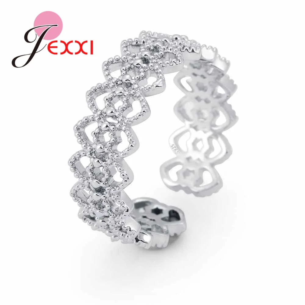 

Jemmin New Arrival Wreath Shape 925 Sterling Silver Open Finger Ring Full White Zircon Jewelry Women Lady Party Enagaement Gift