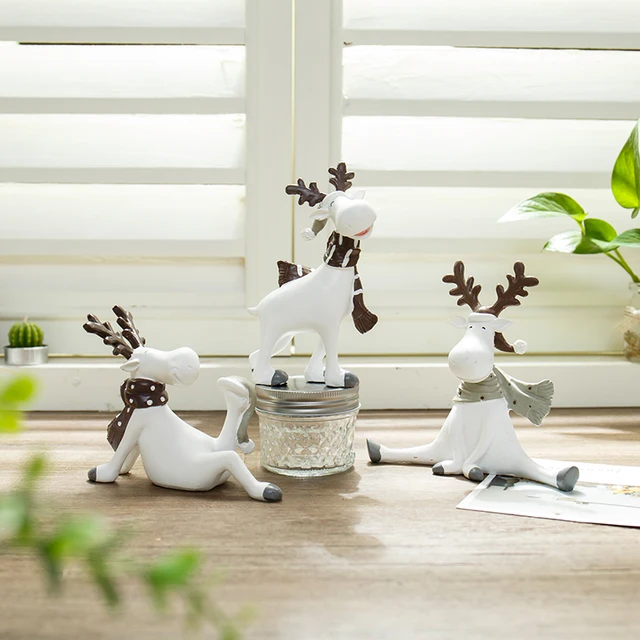 Ornaments Christmas Deer Figurines Christmas Set Decorations Christmas