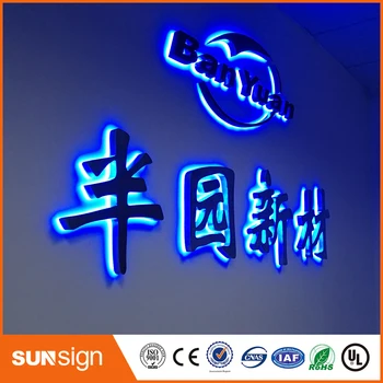

Custom made outdoor waterproof 3D back lighted stainless steel channel letter signs for shop name, store signs, company logo