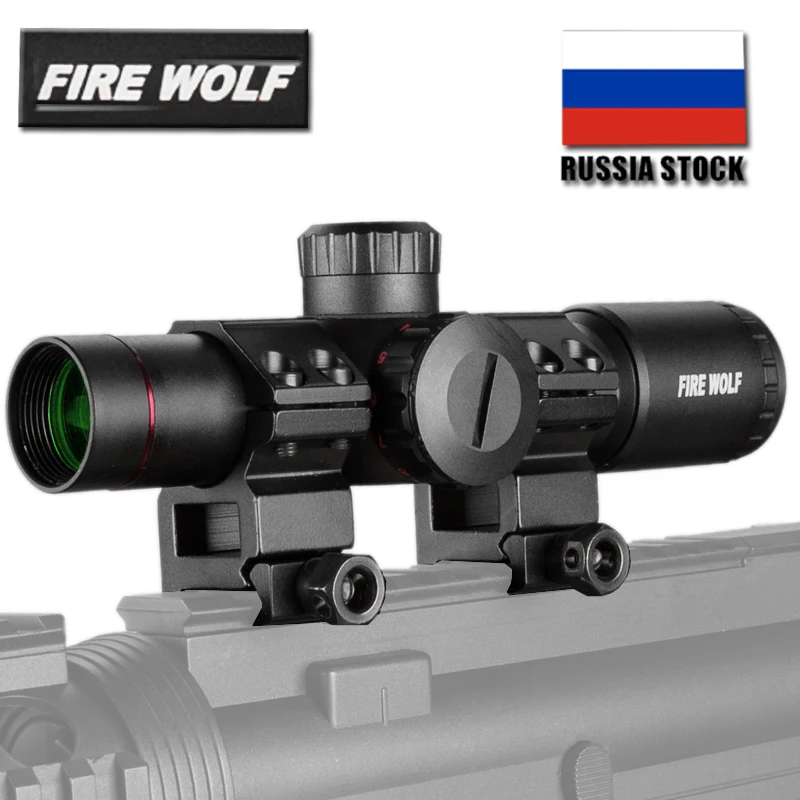 Тактический охотничий прицел FIRE WOLF 4.5X20E с красной подсветкой Mil Dot для AK74