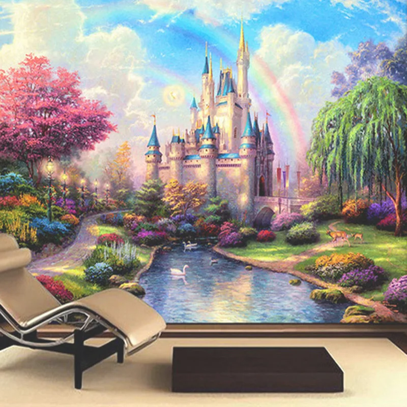 3D фотообои на заказ в европейском стиле фэнтези замок гостиная детская спальня