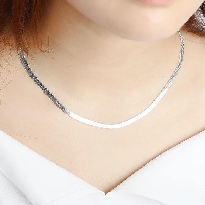 

high quality silver necklace Men Ms Short paragraph clavicle Blade chain fashion Nightclubs accessories Flat chain