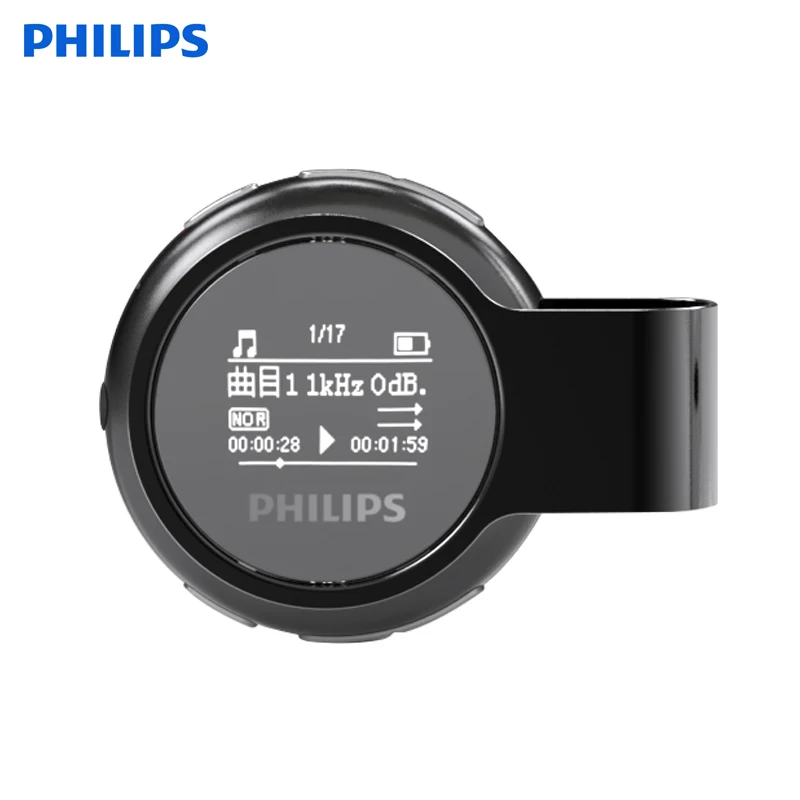 Philips спортивные наушники mp3-плеер Портативное аудио и видео устройство MP3 встроенный счетчик ПЕДО для бега Bluetooth SA5608 - Цвет: Черный