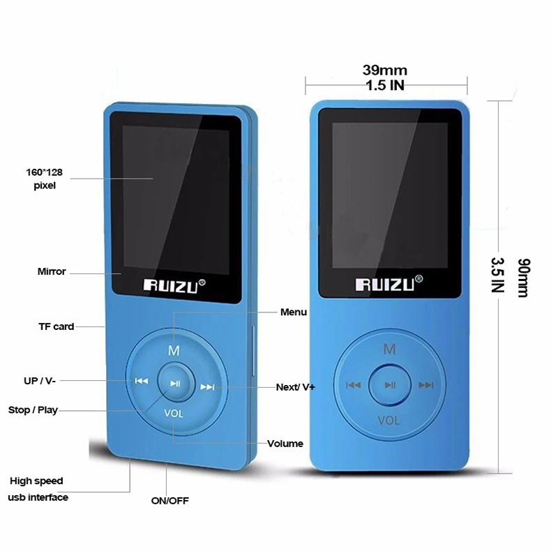 Ruidu X02 MP3 плеер 4G/8G портативный MP3 музыкальный плеер играть 80 часов с fm-радио, электронная книга, диктофон Бесплатные оригинальные наушники