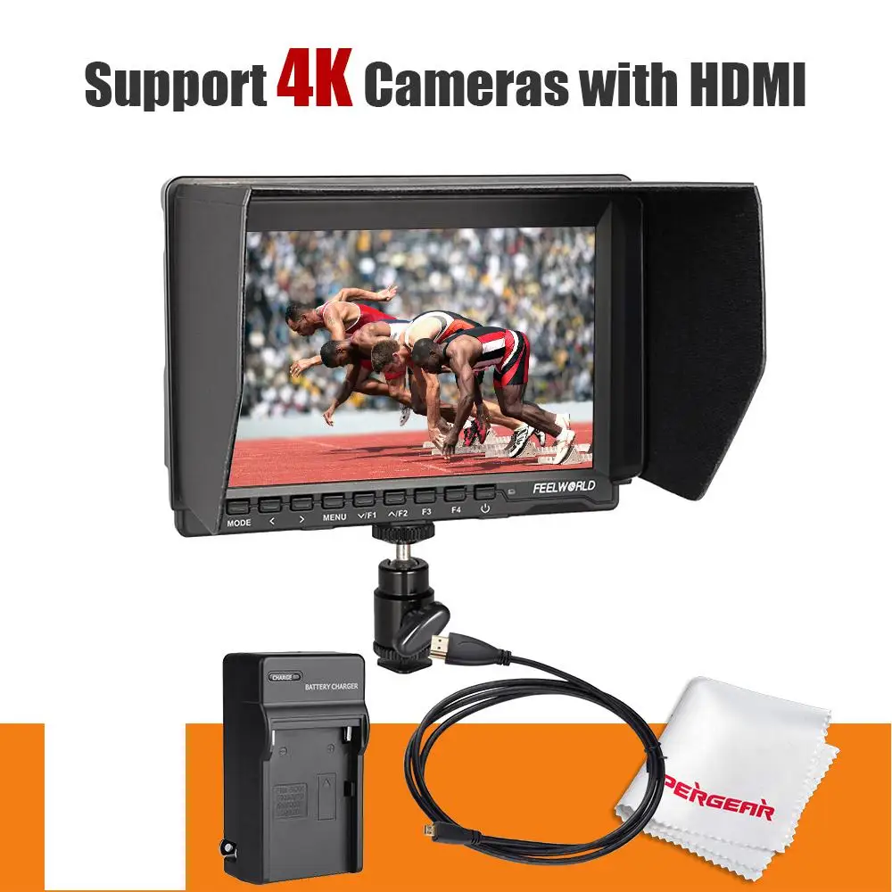 FW-74K 7 Inch HD IPS 1280x800 Field LCD DSLR Camera Car Monitor pc HDMI ++ Charger for Panasonic GH4 SONY A7S FS7 4K UHD | Электроника