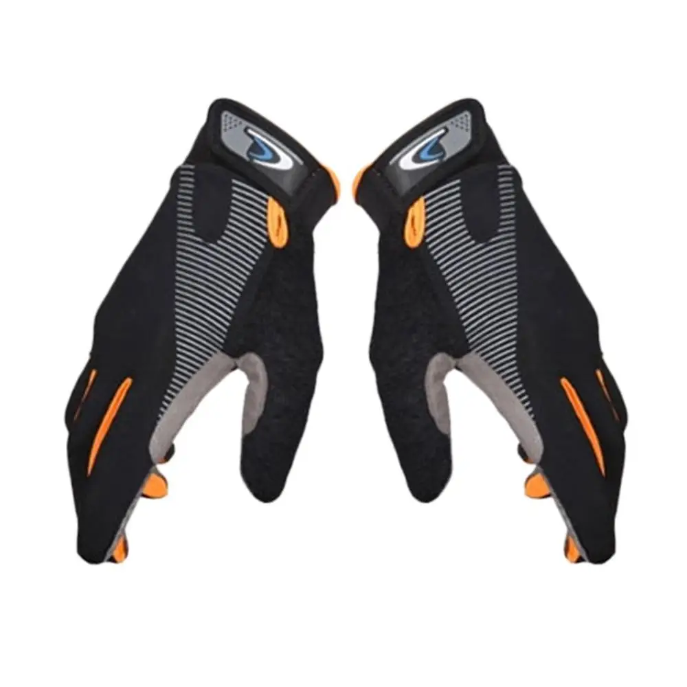Высокоэластичные перчатки для велоспорта на открытом воздухе, дышащие перчатки для верховой езды с противоскользящими и сенсорными экранами, рабочие перчатки унисекс - Цвет: black orange