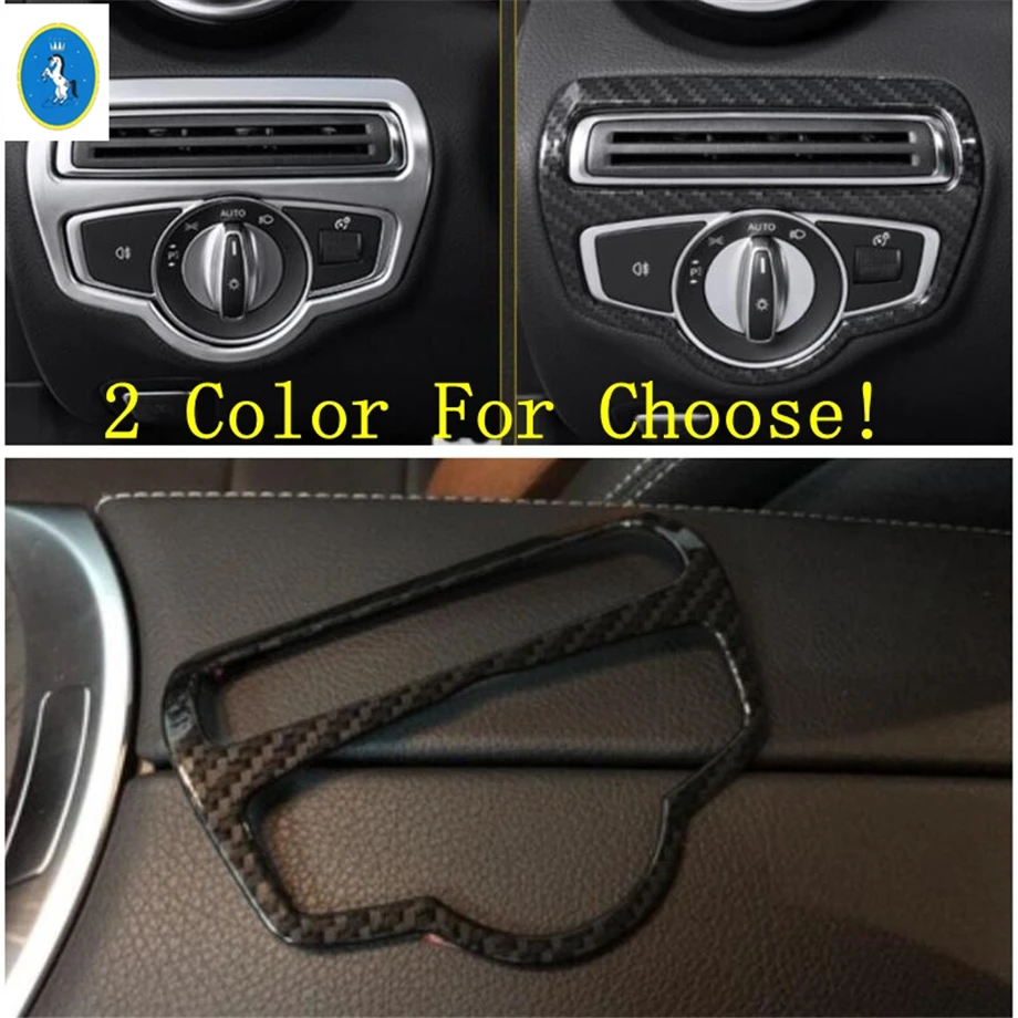 

Yimaautotrims Auto Accessory Head Lights Headlight Lamp Switch Button Cover Trim Fit For Mercedes Benz C CLASS W205 2014 - 2017