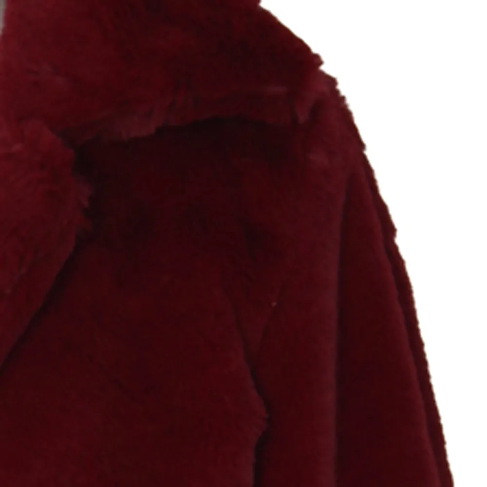 Модное женское пальто куртка осень зима размера плюс дамское пушистое флисовое пальто с отложным воротником из искусственного меха короткое Свободное пальто#710