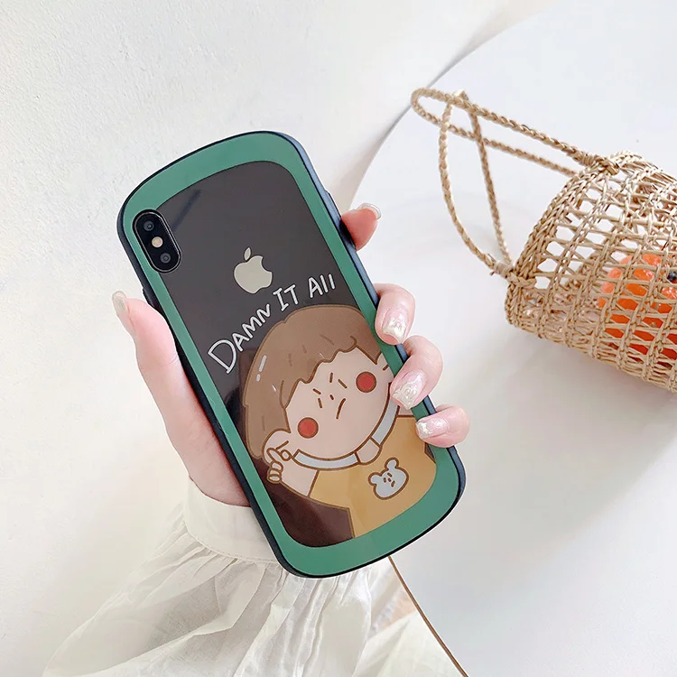

For Cartoon boys and girls 7/8plus Apple X/XR mobile phone shell iphonexs max cute couple 6s oval case
