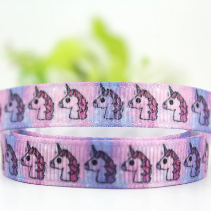 

Cute 3/8" cartoon unicorn printed grosgrain ribbon 10mm 20 yard gift packing tape DIY kids bows wedding decoration ribbons