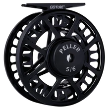 Goture PELLER модернизированная полностью Металлическая катушка с ЧПУ для ловли нахлыстом 5/6 7/8 Элегантная черная форель большая беседка Рыболовная катушка