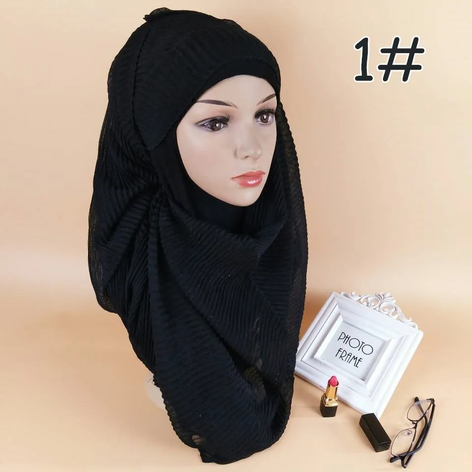 180*70 см мягкие носки из тонкого хлопка Hijab шарф Мусульманский платок исламский аксессуары Платки femme - Цвет: 1