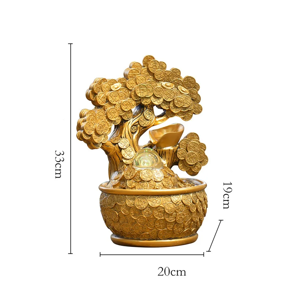 Рождественский подарок, открывающийся офисный домашний орнамент, искусство, Золотая елка, богатый рабочий стол, удача, внутренний фонтан, Современное украшение для дома L