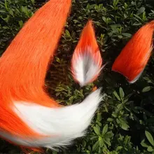 Лисий Хвост уха сексуальный хвост животного аниме Хэллоуин вечерние аксессуары для косплея Стиль Able оранжевый белый микс хвост+ уши