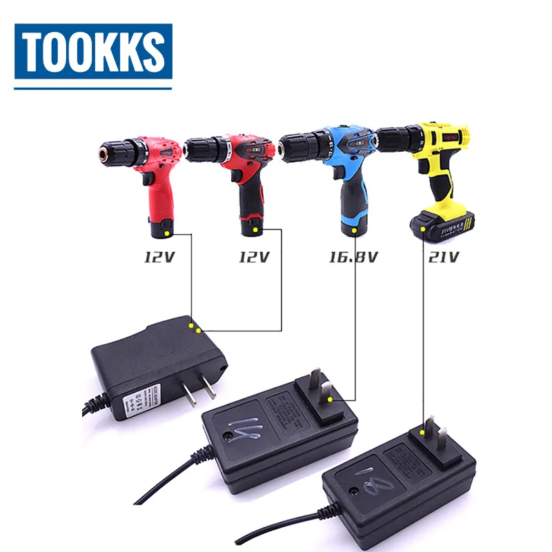 

VOTO Electric Drill Power Adapter of 21V 12V 16.8V Lithium Screwdriver Support Charger US / EU/AU Power Source