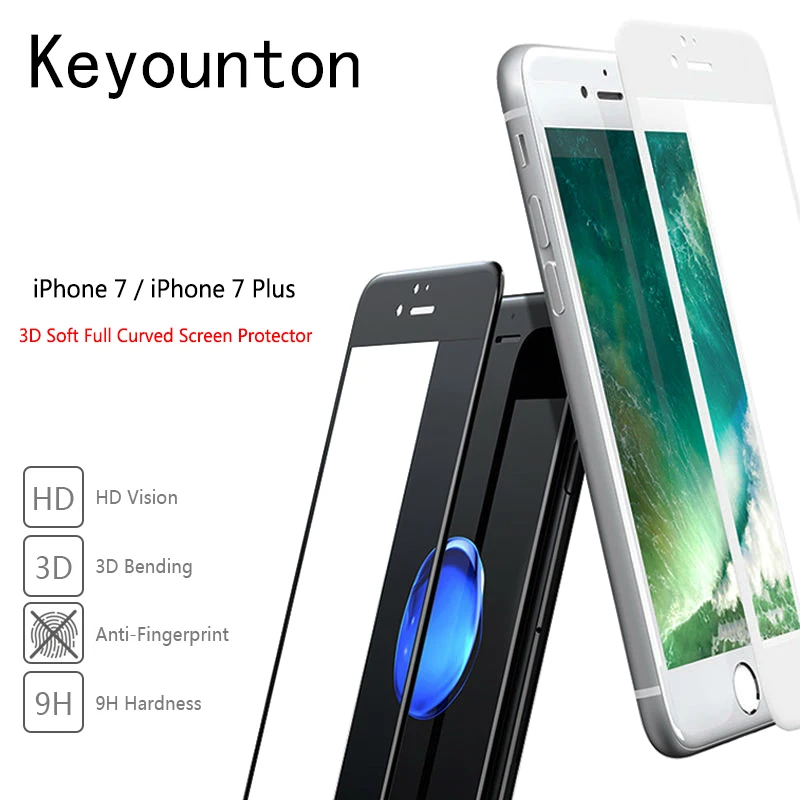 Screen Protection Film For iPhone 7 Protector Glass Full Edge Coverage Tempered 2.5D 4.7 &amp 5.5 inch | Мобильные телефоны и
