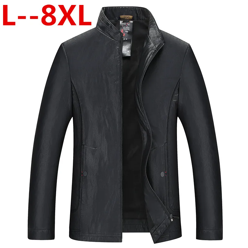 

8XL 6XL 5XL Men genuine leather jacket sheepskin 2018 new spring and autumn handsome slim zipper male motorcycle leather jacket