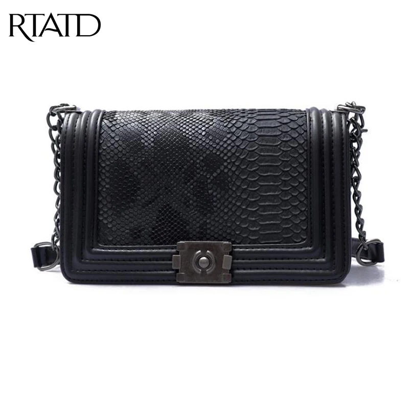 

RTATD New Brand Fashion Woman Crossbody Bag Promotional Ladies Totes luxury PU Leather Chain Shoulder Bag Plaid Women Bag B061