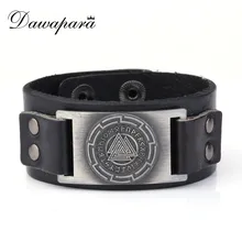 Dawapara Круглый Круг с Odin's браслет с символами винтажные кожаные браслеты манжета браслет скрытая-безопасная застежка Винтажные Ювелирные Изделия