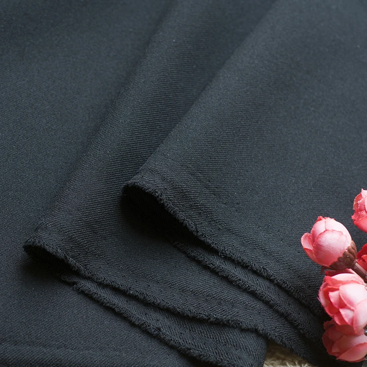 

2019 Tissus Au Metre Fabric Free Shipping Black Stretch Denim Spring, Summer, Soft, Drape Skirt Wide-legged Pants Suit Fabrics