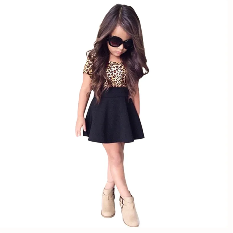 

ARLONEET Kids Baby Girls Leopard Printing Short Sleeveless Dress Clothes jan29/P