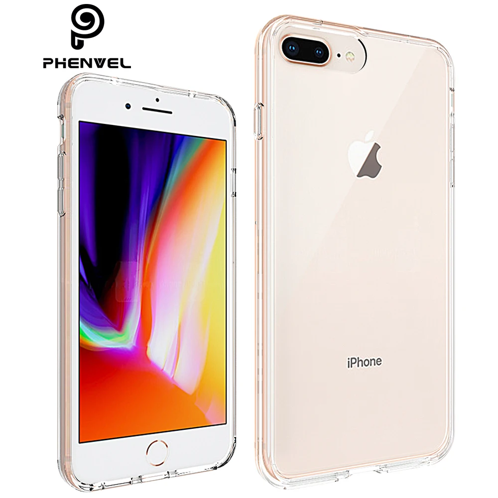 

Phenvel crystal bumper case for iphone 7 plus iphone7 TPU + PC Transparent cover protective case for iphone 8 plus iphone8