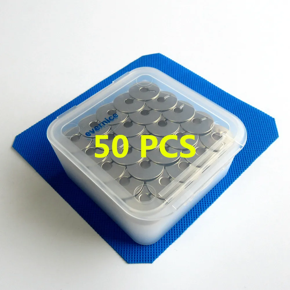 50 Pcs W/Scatola Di Metallo Bobine Per Pfaff Selezionare 2.0 2.2 3.0 3.2 4.0 4.2 +