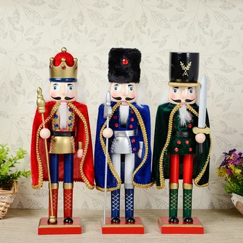 

New 38Cm High Christmas Holiday Nutcracker Cloak Style Vintage German Wooden Table Walnut Toy Zakka Dolls