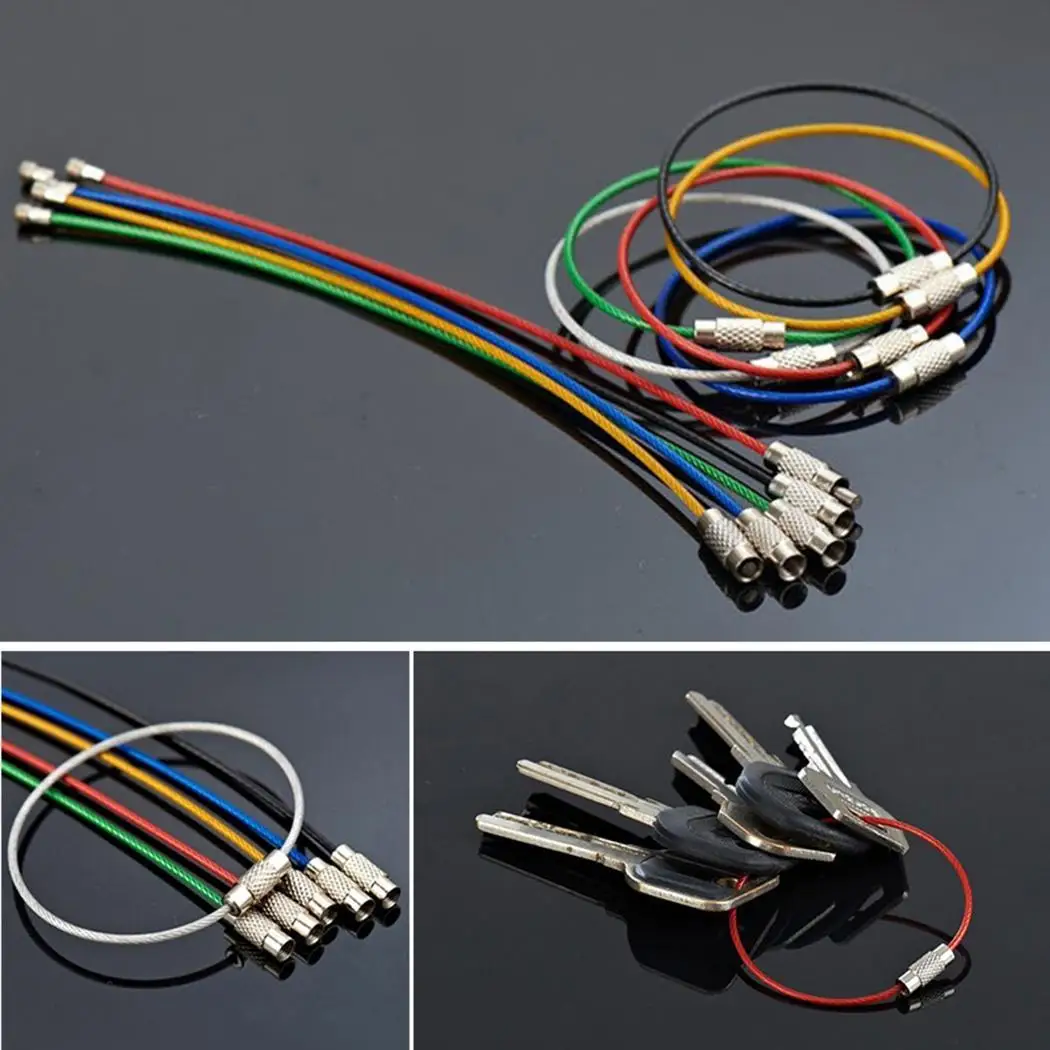 

Loop Key Wire Cable Ring Steel Luggage Wire Screw EDC Tag Chain Lock
