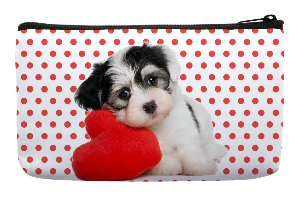 Red Dot Love Cute Lovely dogs Pet Print Customized Small Cosmetic Bag
