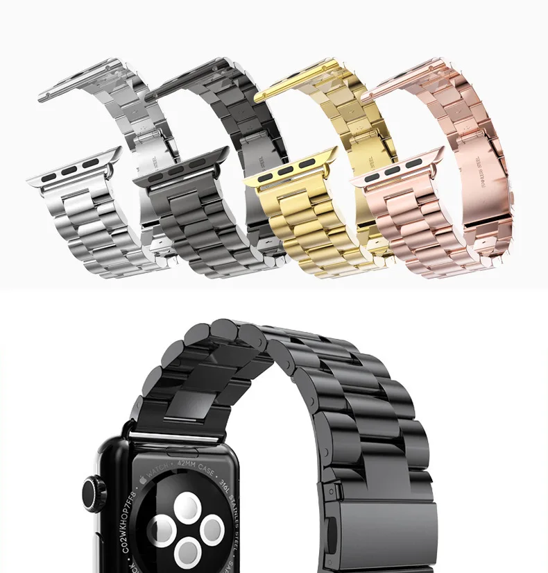 

Watch strap men chain bracelet stainless steel metal black strap watch apple watch strap 22mm 24mm iWatch