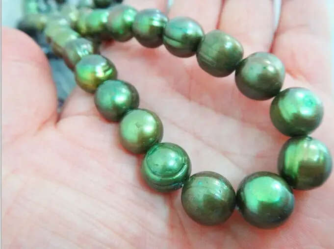 

HOT## Wholesale > HUGE 18"12-13MM NEAR TAHITIAN GREEN PEARL NECKLACE