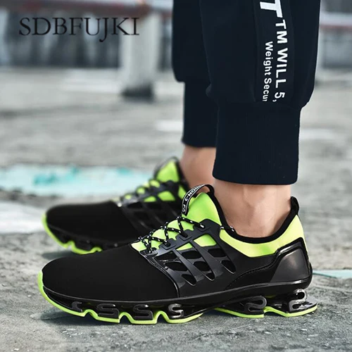 Супер крутая дышащая обувь для бега мужские кроссовки летняя уличная Беговая спортивная обувь Профессиональная тренировочная обувь - Цвет: Небесно-голубой