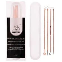 4 шт., экстрактор черных точек из розового золота, очиститель черных точек, иглы для удаления угрей, набор, средство для очищения пор, инструмент для красоты#265951