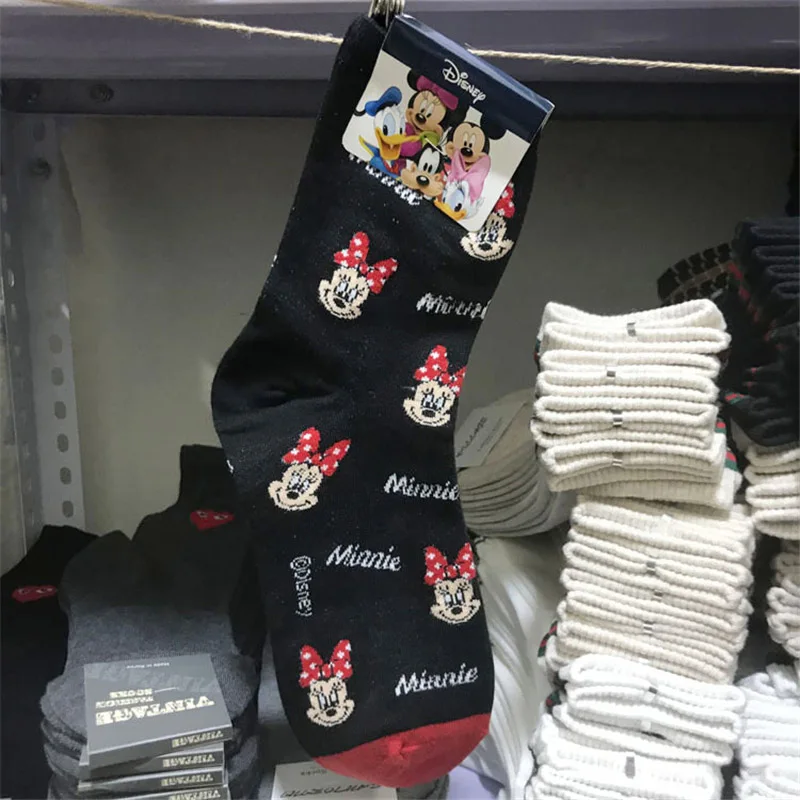 Disney tube cotton socks cartoon Donald Duck Mickey Judy female socks - Цвет: Темно-серый