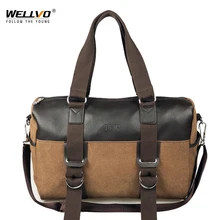 Wellvo Повседневная парусиновая сумка для путешествий, Мужская большая Лоскутная спортивная сумка, модная сумка через плечо, сумки для путешествий, сумки для багажа, bolsa XA134WC