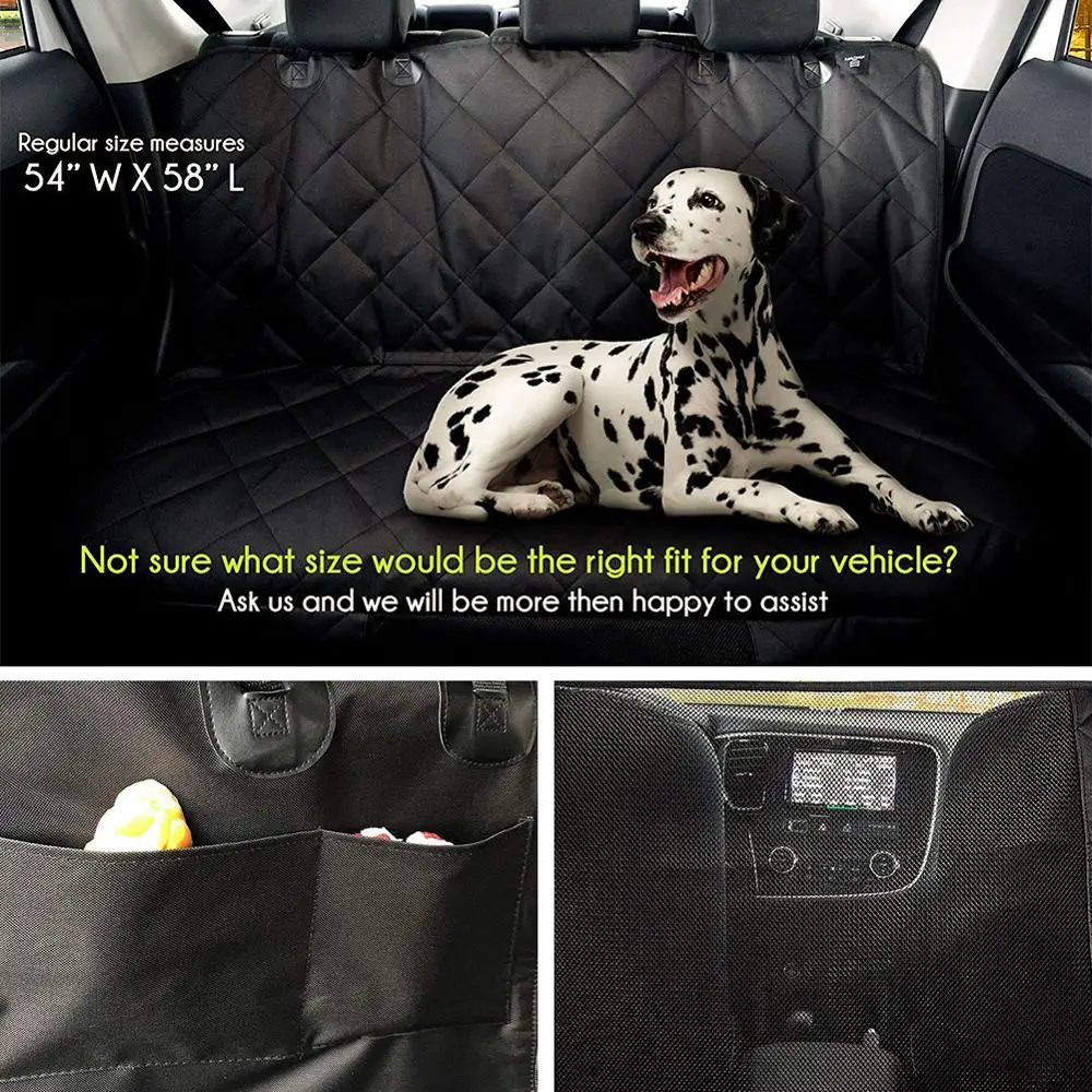 

Dog Car Seat Covers with Mesh Visual Window Scratchproof Pet Hammock Waterproof for Back Seat 2 Storage Pockets Dog Seat Cover