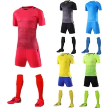 Для мужчин и детей Футбол команды спортивные комплекты футбол Джерси Униформа рубашки шорты Майо Стенд DIY Пользовательские печати QD 007