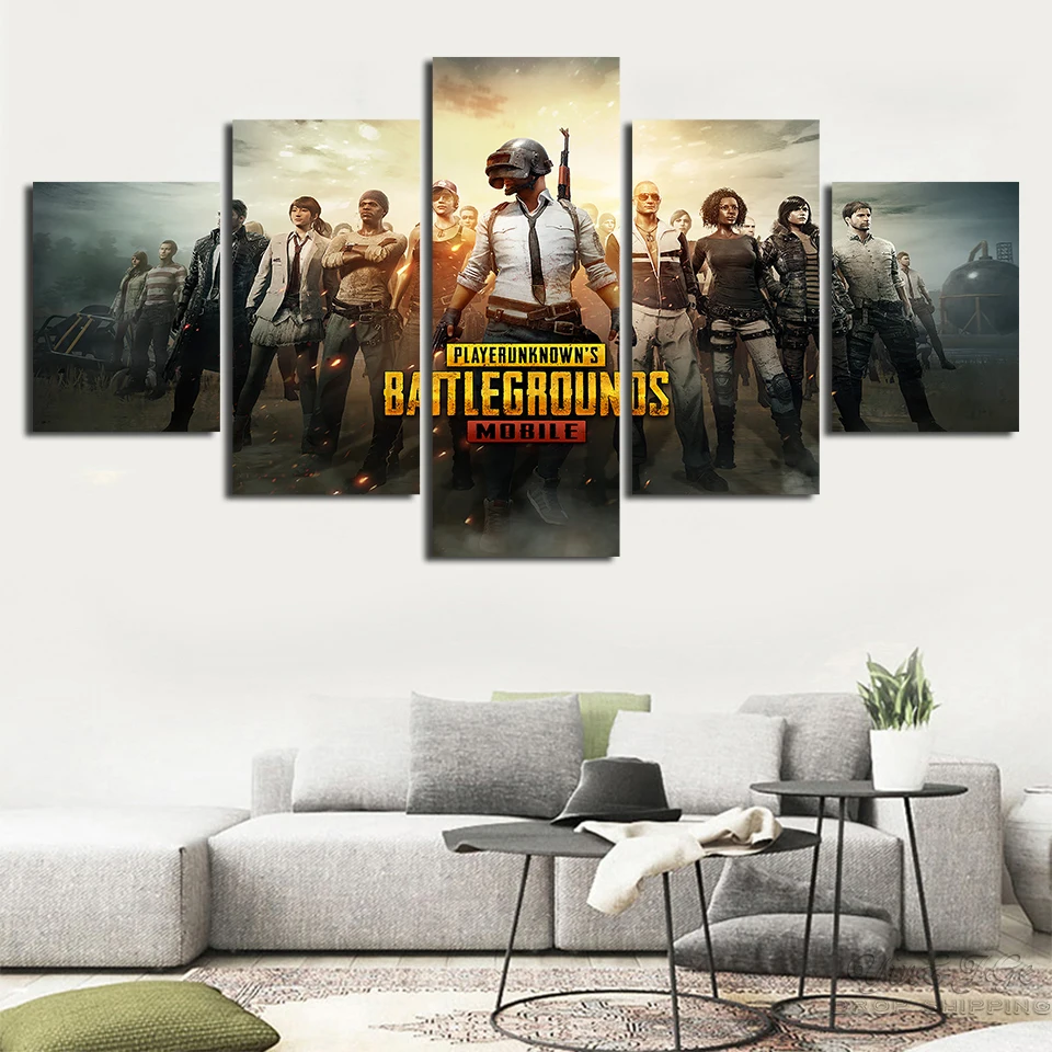 Kids Room Home Decoration Canvas Painting Picture 5 Pieces Pubg Game Wall Art Prints Modular Jedi Survival Battle Poster Artwork | Дом и сад