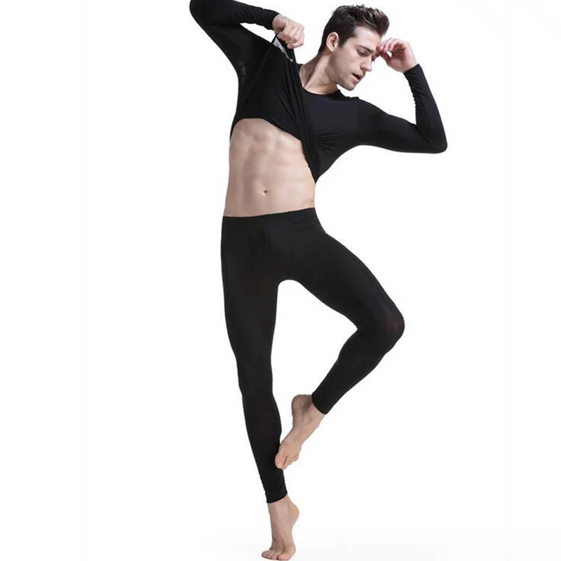 KWAN.Z Men's Thermal underwear suit elastic ultra-thin long johns thermo Underwear silk translucent Pajamas mens top leggings